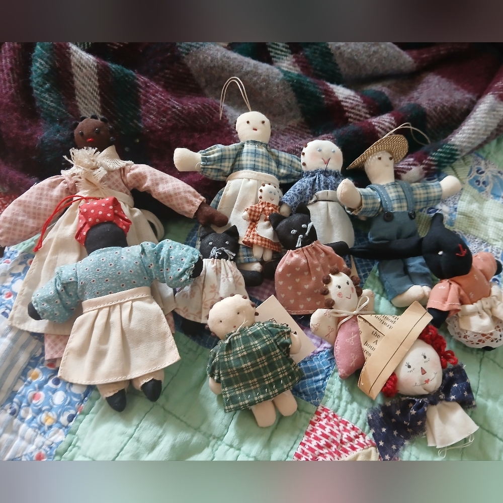 Farmhouse 90s Rustic Primitive Folk Rag Doll Lot Country Decor‎